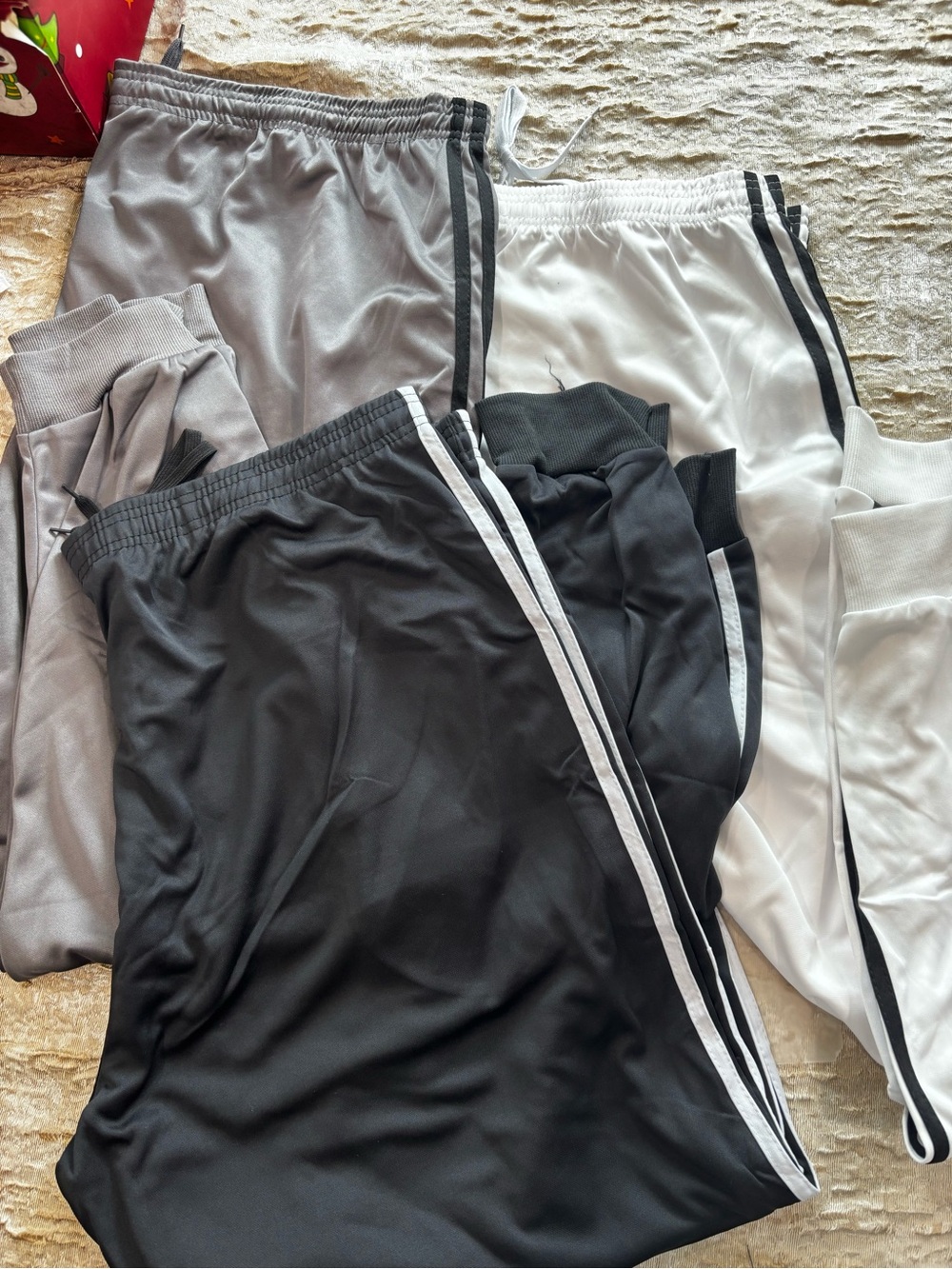 Mens Black and White Athletic Track Pants - 3xl Tall (3pack)